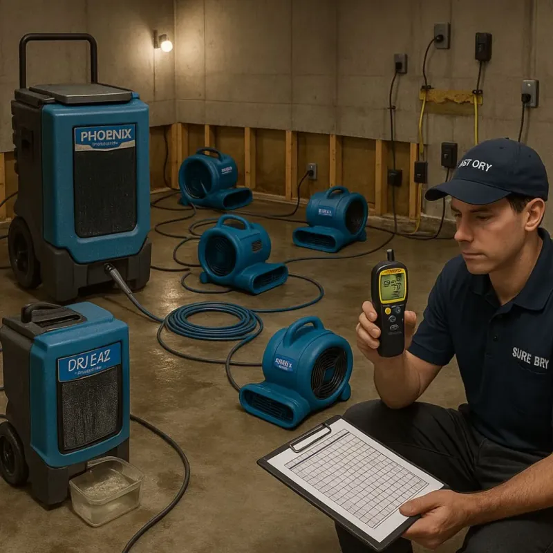 Structural Drying and Dehumidification process in Cascade, IA